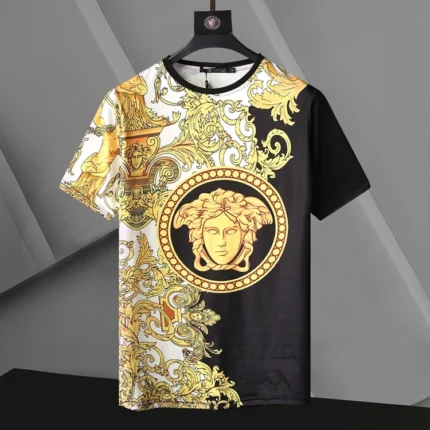 Versace Fashion Flower Cloth Round Neck T-shirt