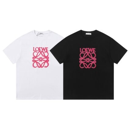 Loewe 240g double yarn fabric 32 cotton embroidered short sleeve T-shirt