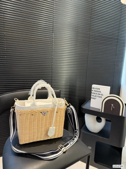 Prada woven holiday tote bag (with box) - white